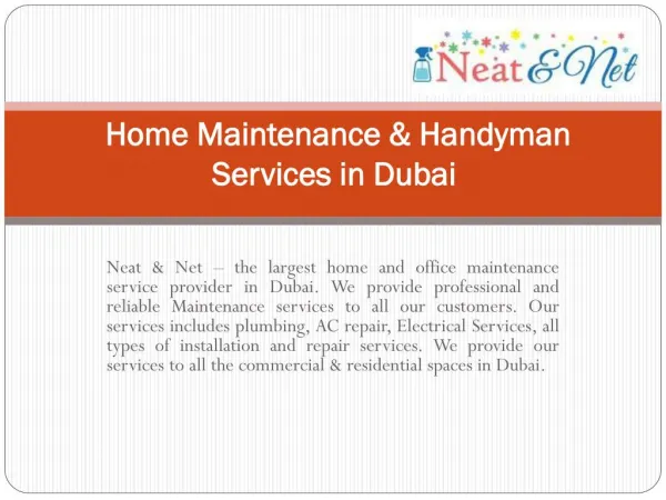 Home Maintennace services in dubai