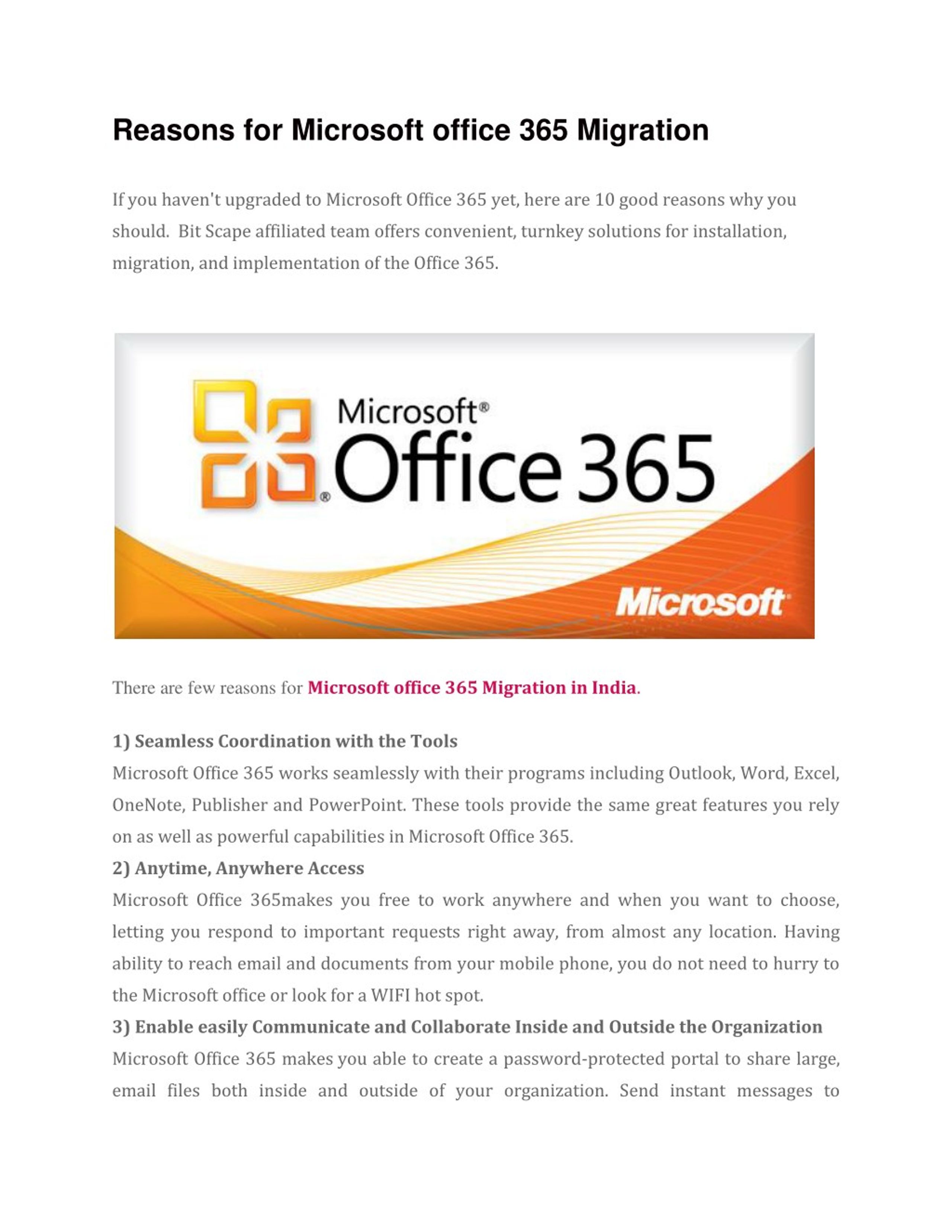 PPT - Reasons For Microsoft Office 365 Migration PowerPoint ...