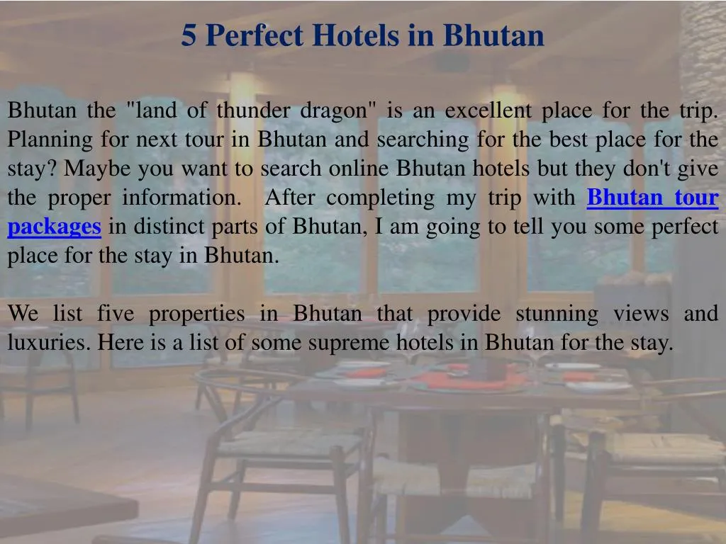 5 perfect hotels in bhutan
