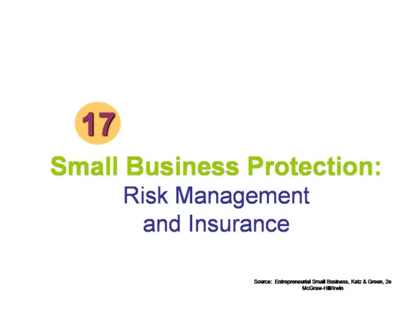 Small Business Protection: Risk Management and Insurance