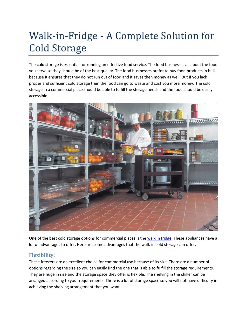 walk in fridge a complete solution for cold