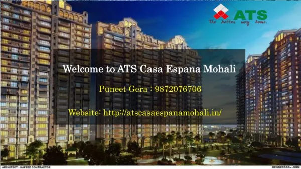 Ats Casa Espana Mohali Flat Price | Puneet Gera 9872076706
