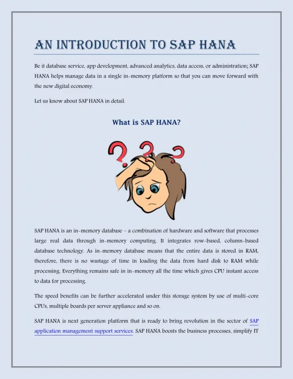 An Introduction To SAP HANA