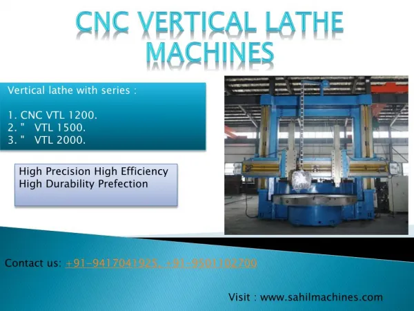 CNC Vertical Lathe Machine Manufacturer in India