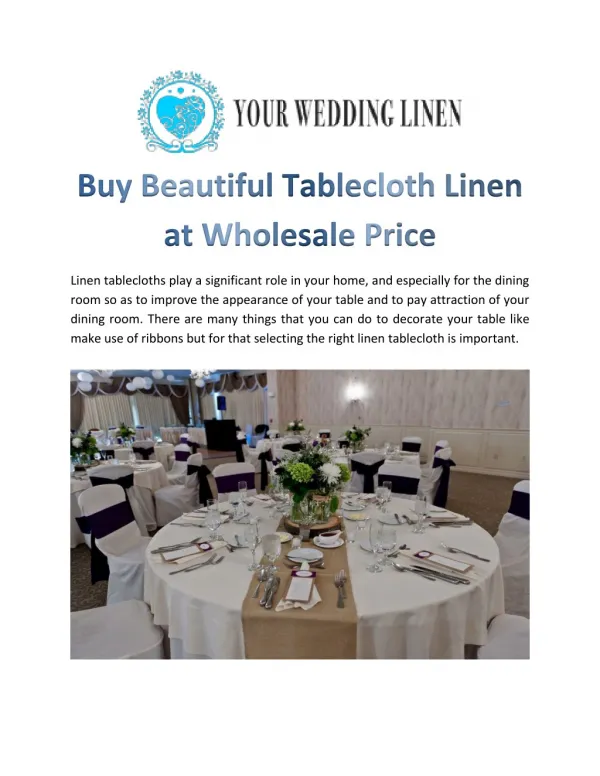 Buy Beautiful Tablecloth Linen at Wholesale Price