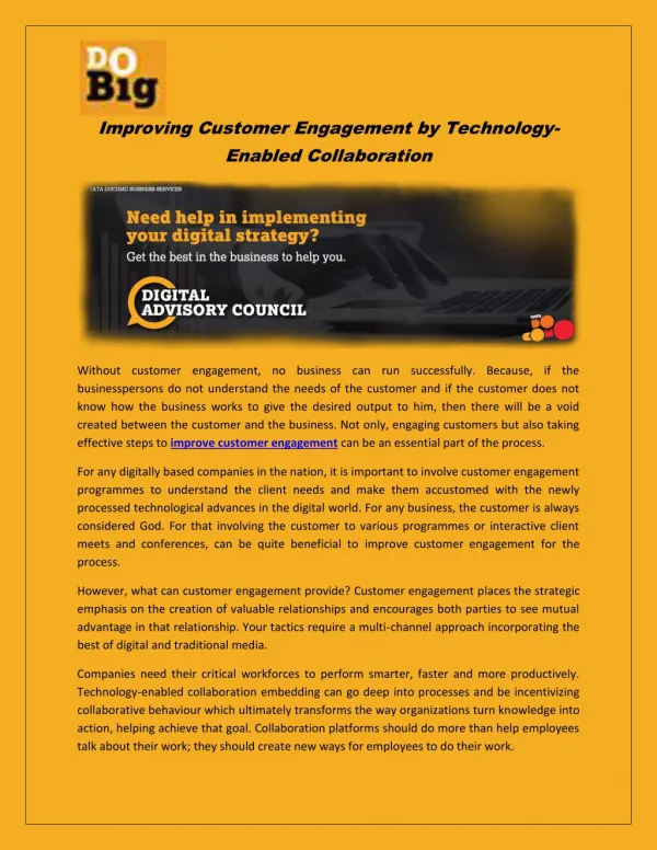 Improving Customer Engagement by Technology-Enabled Collaboration