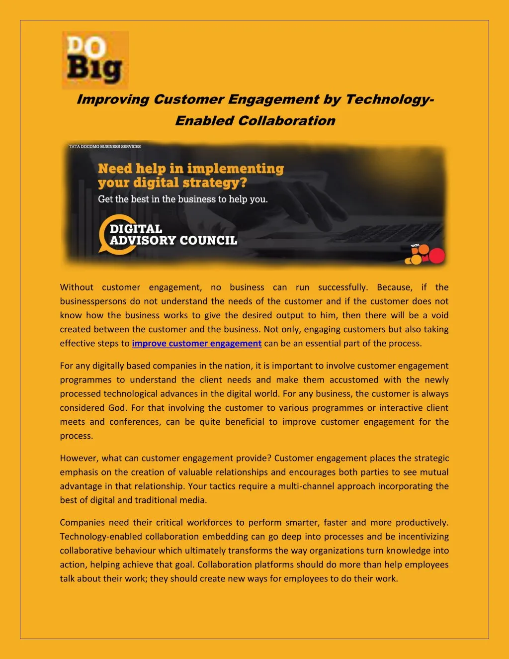 improving customer engagement by technology