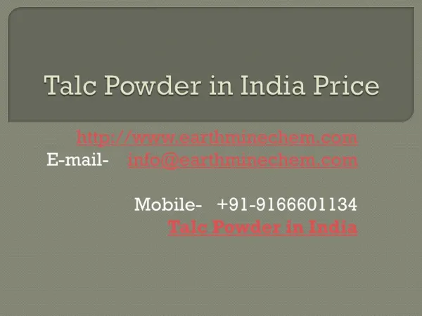 Talc Powder in India Price