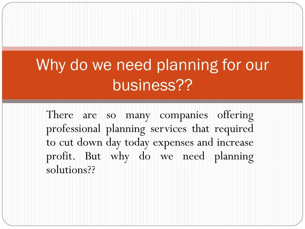 why do we need planning for our business