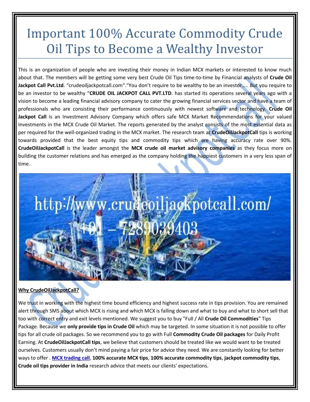important 100 accurate commodity crude oil tips