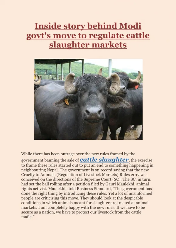 Inside story behind Modi govt's move to regulate cattle slaughter markets