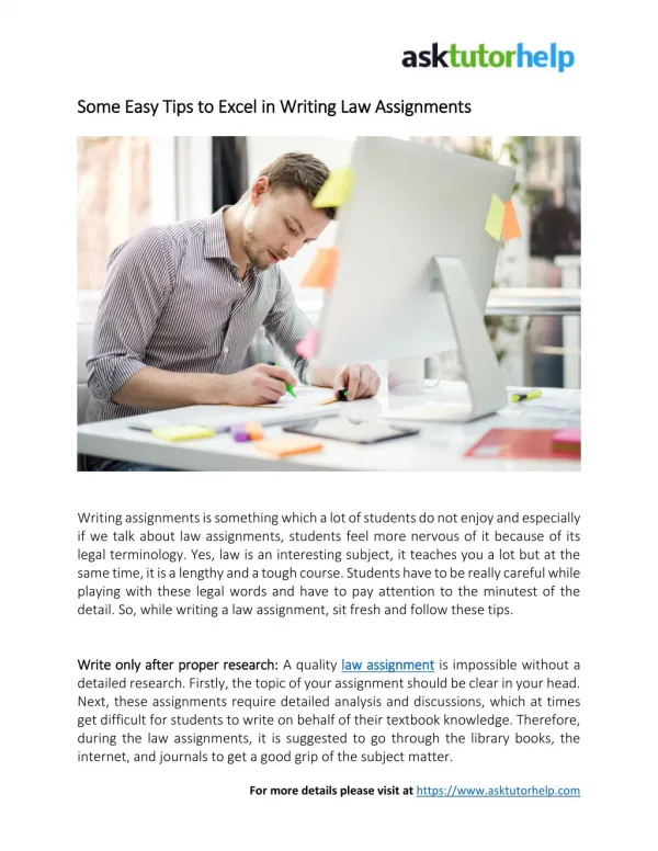 Some Easy Tips to Excel in Writing Law Assignments