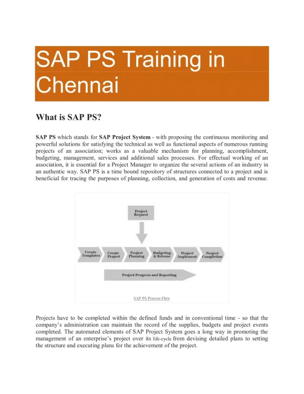SAP PS Online Training in Chennai