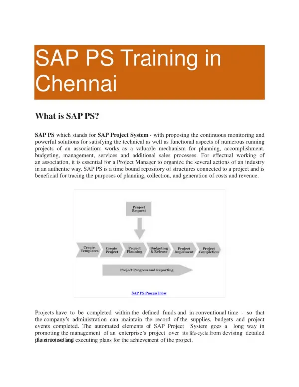 SAP PS Online Training in Chennai