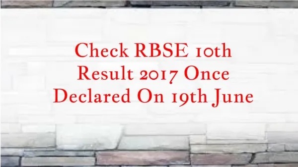 Check RBSE 10th Result 2017 Once Declared On 19th June