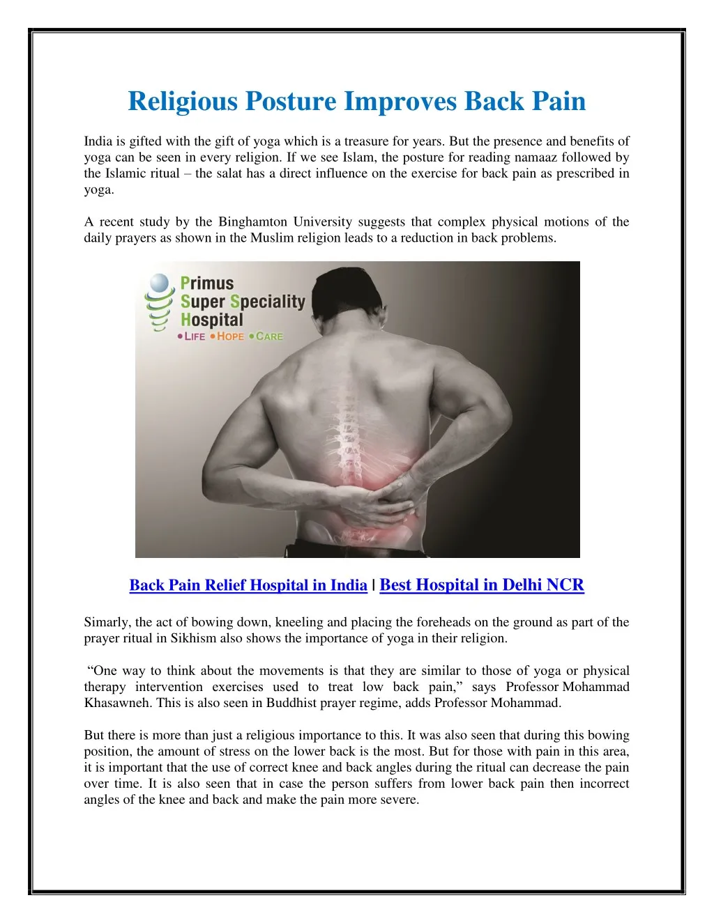 religious posture improves back pain