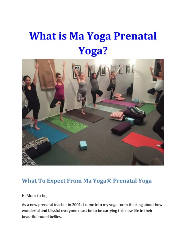 What is Ma Yoga Prenatal Yoga?