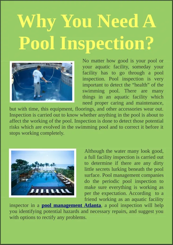 Why You Need A Pool Inspection?