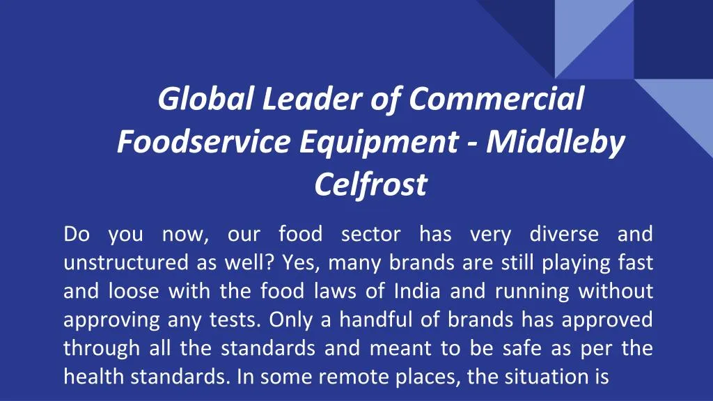 global leader of commercial foodservice equipment middleby celfrost