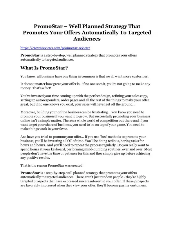 PromoStar review & SECRETS bonus of PromoStar