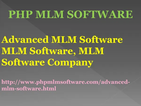 Advanced MLM Software| MLM Software| MLM Software Company