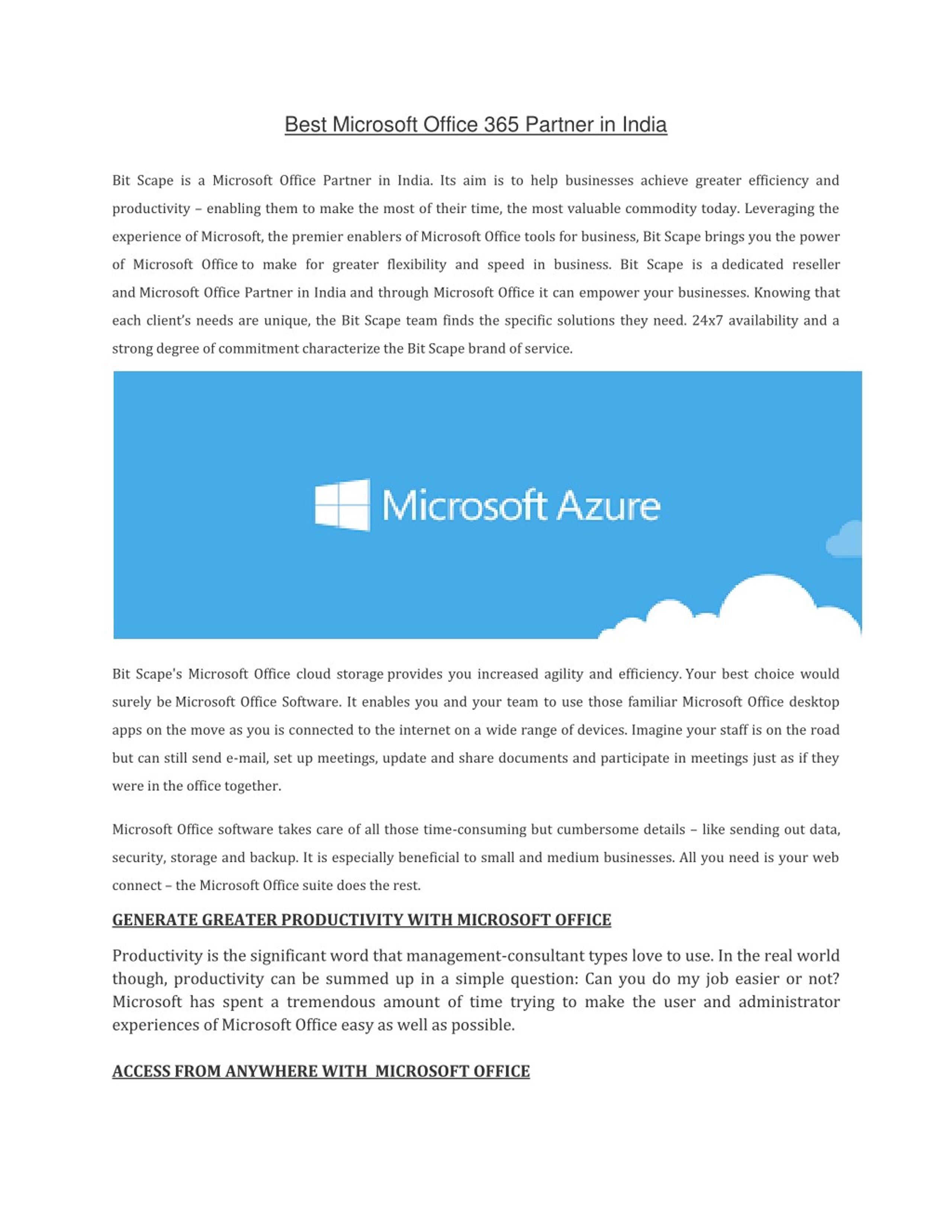 PPT - Best Microsoft Office 365 Partner in India PowerPoint ...