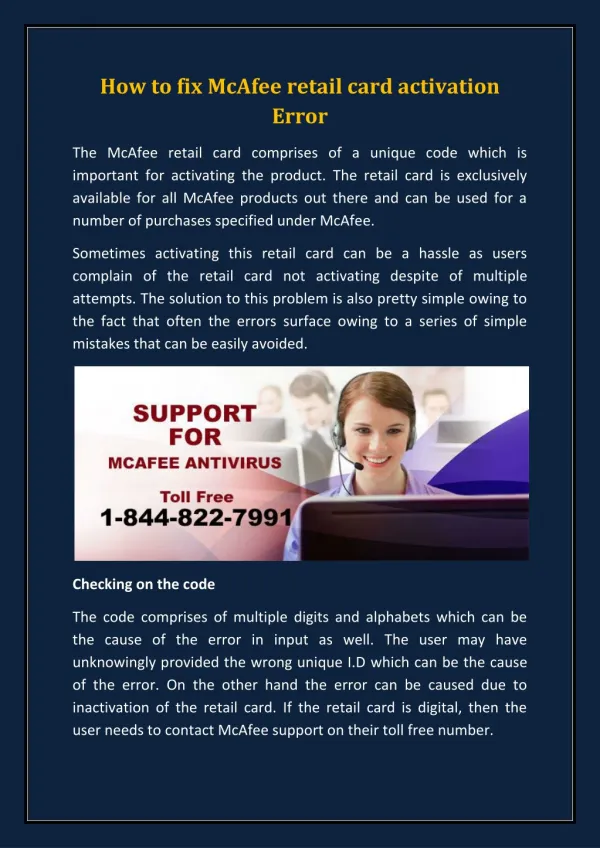 Support for www.mcafee.com/mav/retailcard