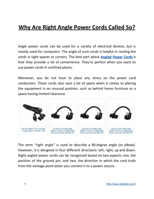 Why Are Right Angle Power Cords Called So?