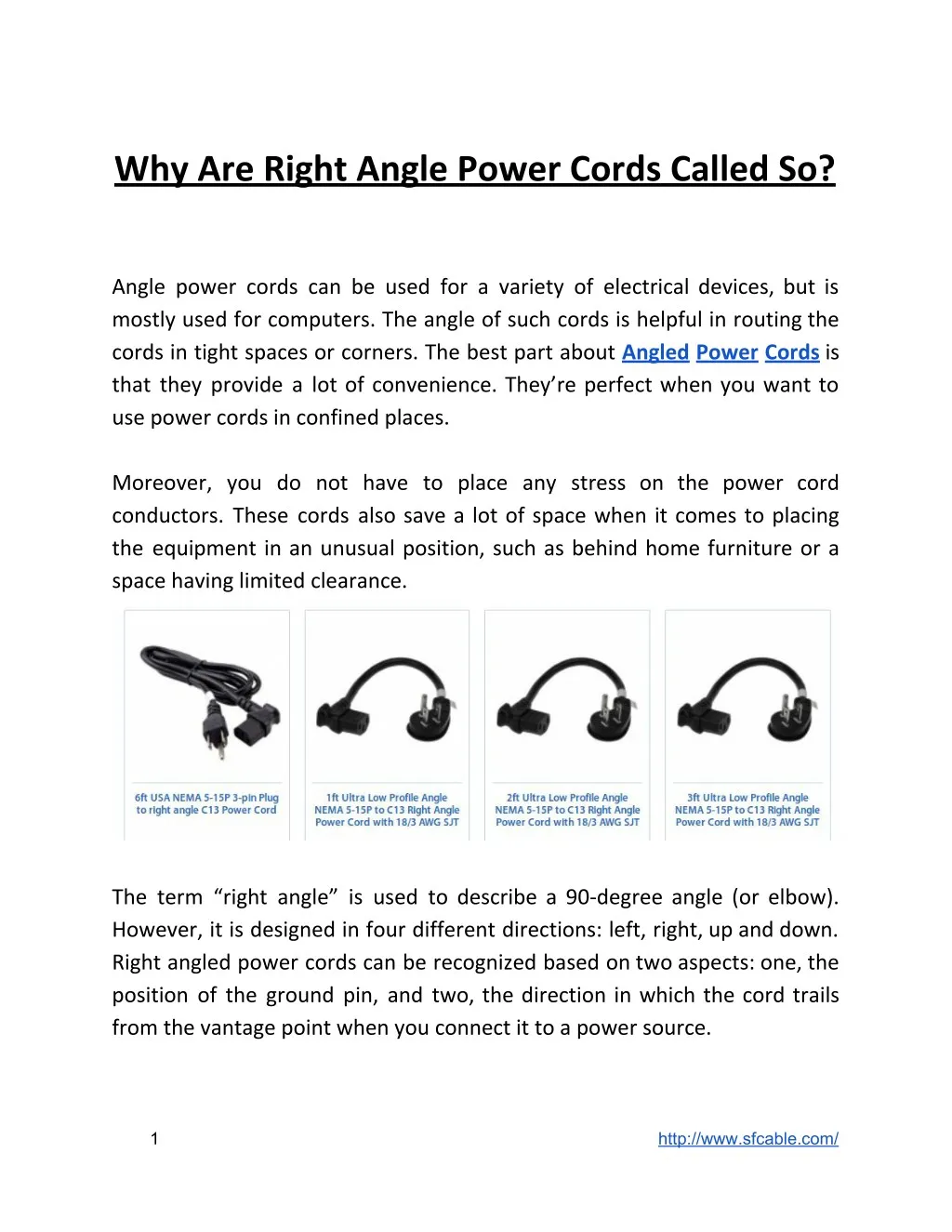 why are right angle power cords called so