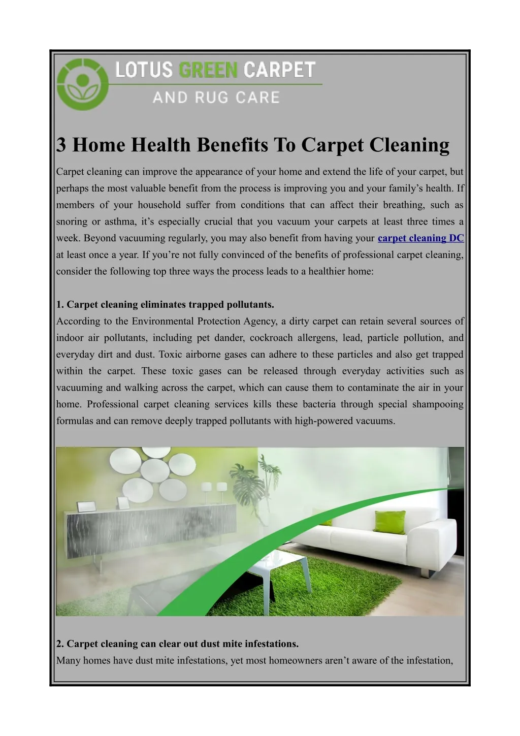 3 home health benefits to carpet cleaning