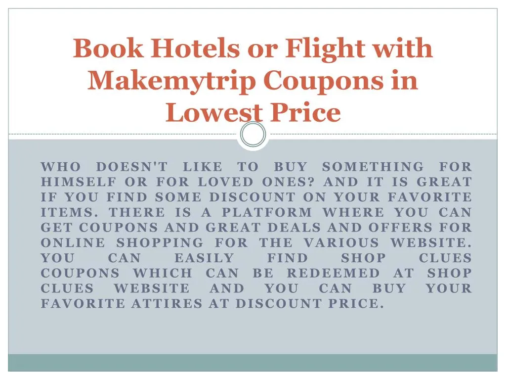 book hotels or flight with makemytrip coupons in lowest price