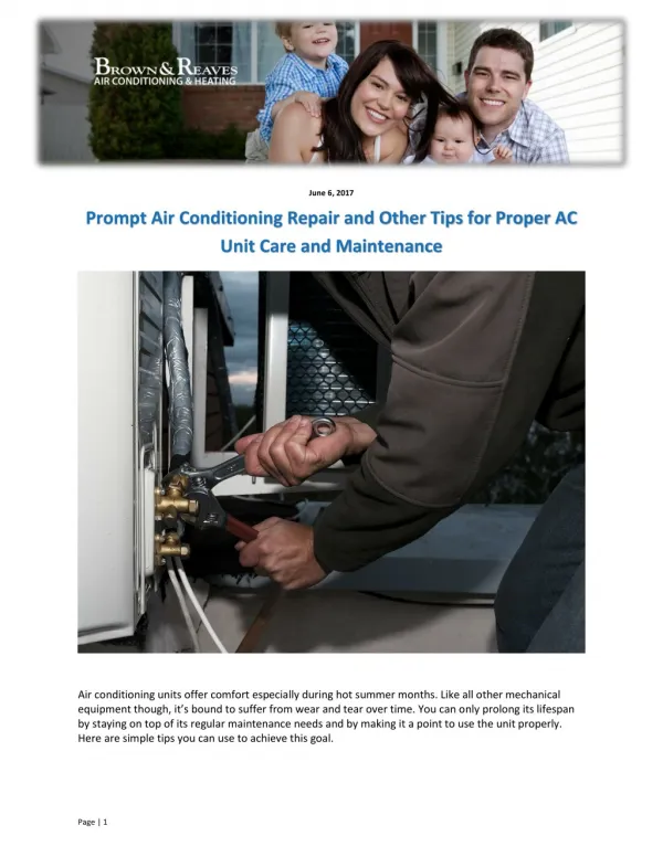 Prompt Air Conditioning Repair and Other Tips for Proper AC Unit Care and Maintenance