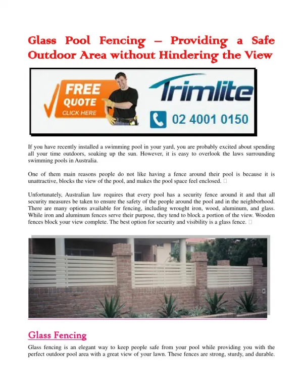 Providing a Safe Outdoor Area without Hindering the View