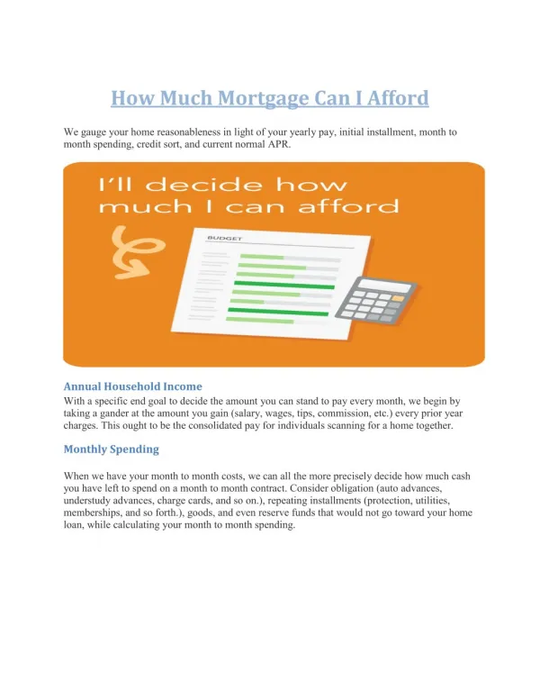 How Much of A Mortgage Payment Can I Afford
