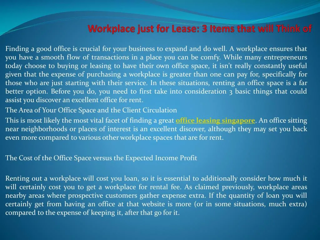 workplace just for lease 3 items that will think of