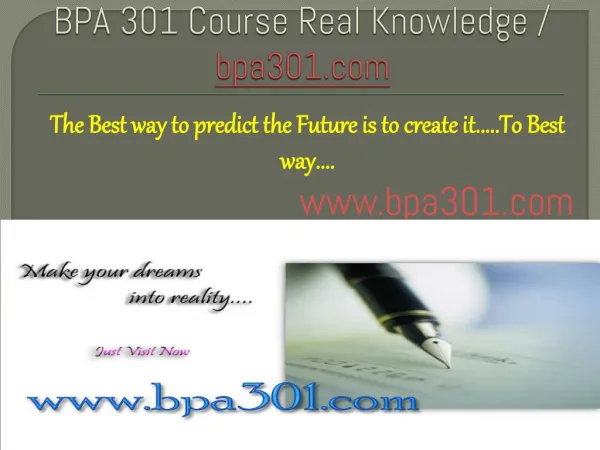 BPA 301 Course Real Knowledge / bpa301.com