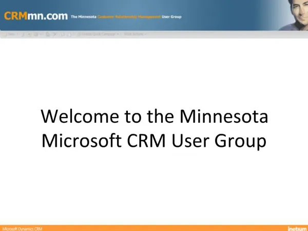 Welcome to the Minnesota Microsoft CRM User Group