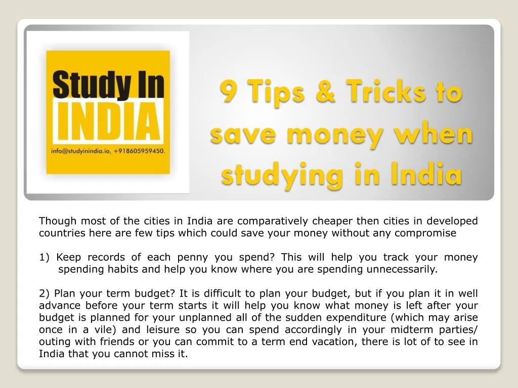 9 tips tricks to save money when studying in india