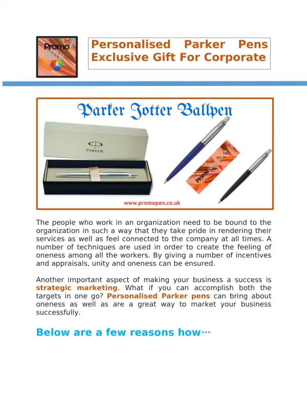 Personalised Parker Pens Exclusive Gift For Corporate
