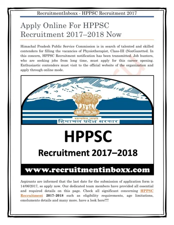 HPPSC Recruitment