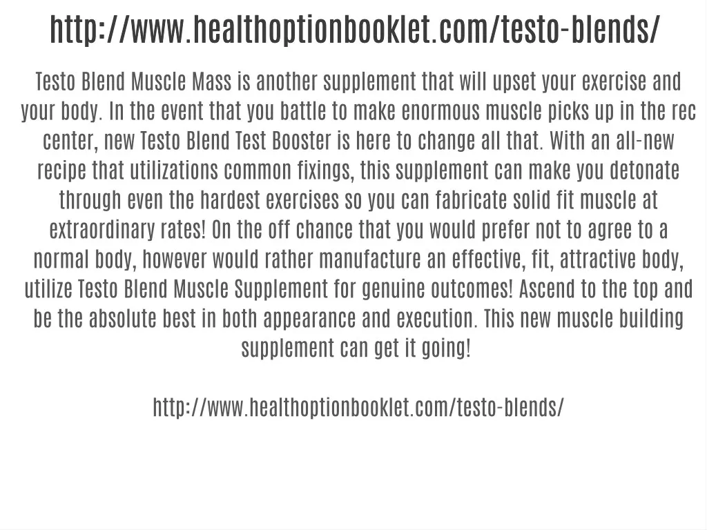 http www healthoptionbooklet com testo blends