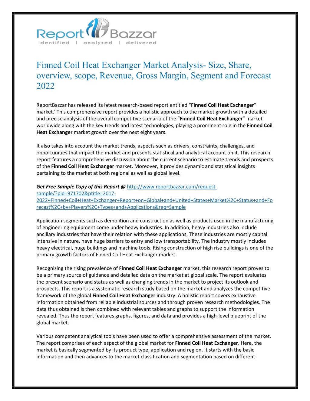 finned coil heat exchanger market analysis size