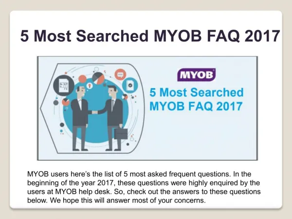 5 Most Searched MYOB FAQ 2017