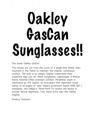 Oakley GasCan, and Oakley Holbrook sunglasses.