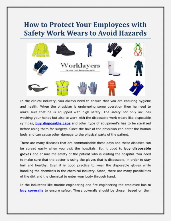 How to Protect Your Employees with Safety Work Wears to Avoid Hazards