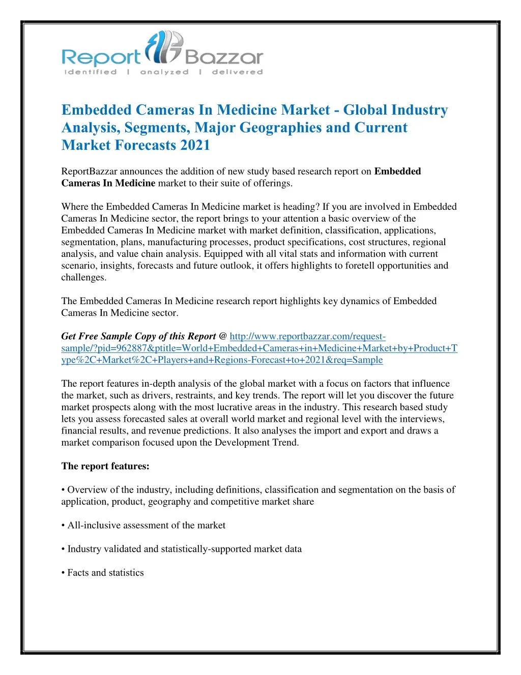 embedded cameras in medicine market global