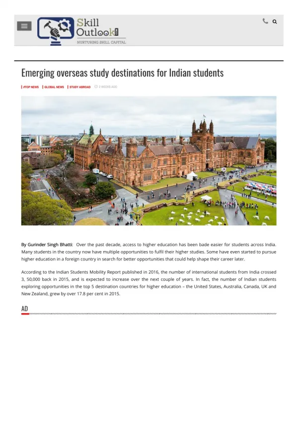 Emerging overseas study destinations for Indian students by Gurinder Bhatti