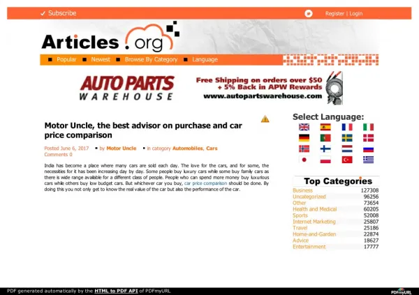 Motor Uncle, the best advisor on purchase and car price comparison