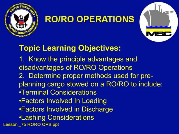 Topic Learning Objectives: 1. Know the principle advantages and disadvantages of RO