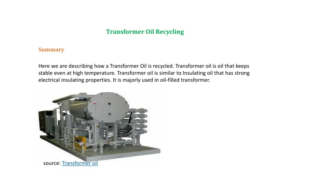 transformer oil recycling